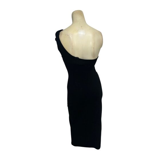 VICTOR GLEMAUD Black One-Shoulder Ruched Jersey Midi Dress Gown Size XS - Picture 5 of 7